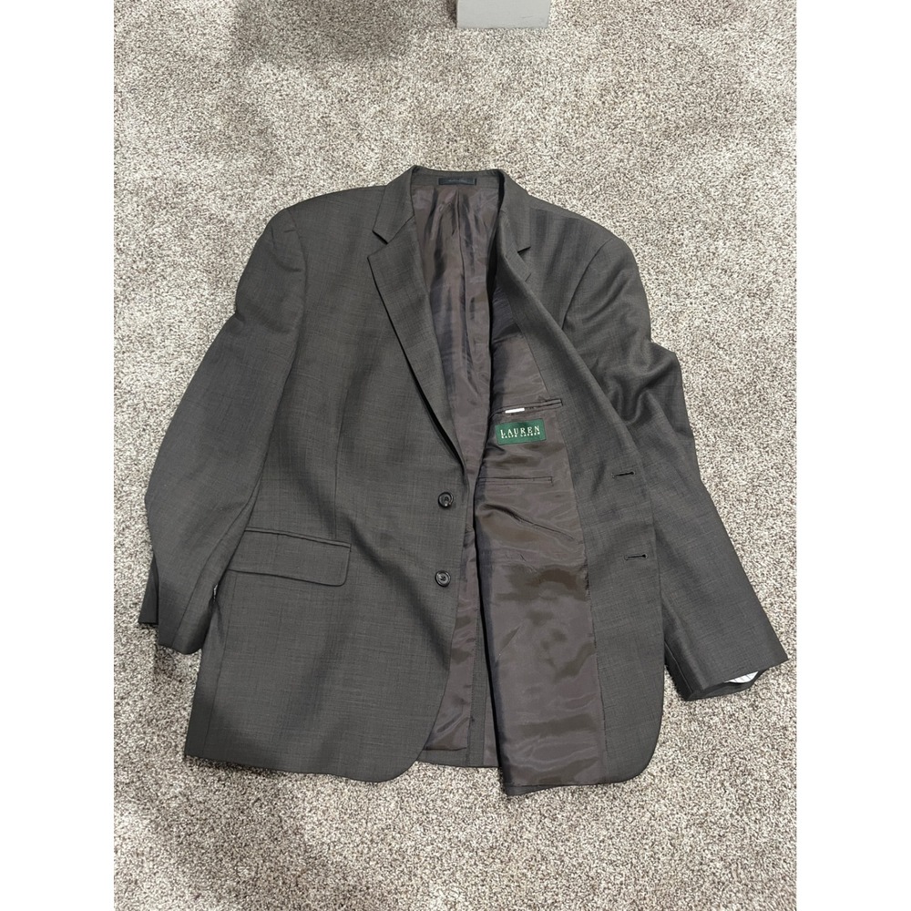 Lauren Ralph Lauren Mens 46R Blazer Charcoal Gray 100% Wool 2 Button Sport Coat